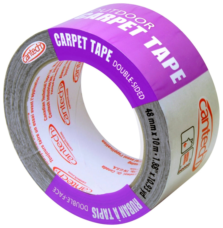 Cantech 387-10 Carpet Tape, 10.93 yd L, 1.88 in W, Cloth Backing, Black