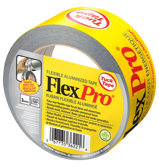 Cantech FlexPro 362-21 Duct Tape, 50 m L, 48 mm W, Polypropylene Backing, Silver