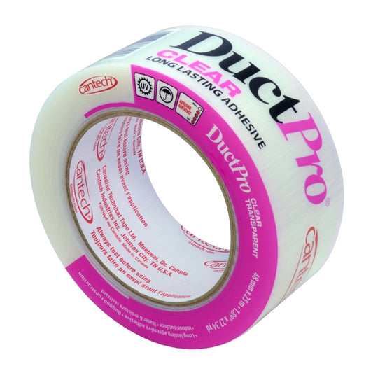 Cantech DUCTPRO 380 Series 380-25 Duct Tape, 25 m L, 48 mm W, Polyethylene Backing, Clear