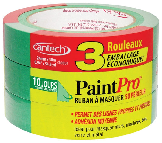 Cantech PaintPro 309 Series 309-33 Masking Tape, 50 m L, 24 mm W, Green