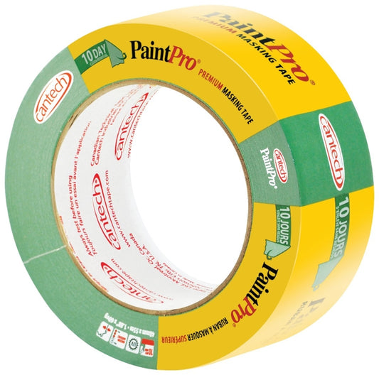 Cantech PaintPro 309 Series 309-48 Masking Tape, 55 m L, 48 mm W, Crepe Paper Backing, Green