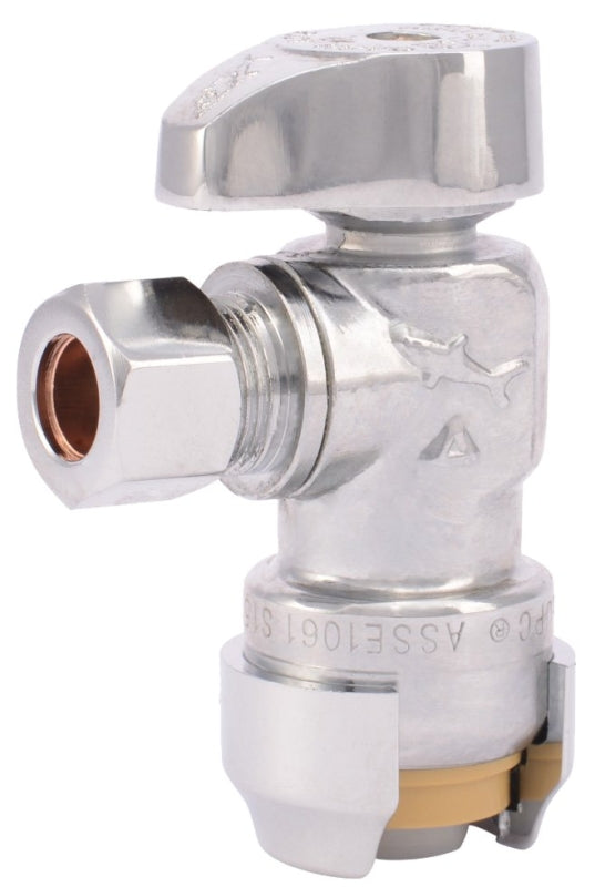 SharkBite 23036-0000LF Stop Valve, 1/2 x 3/8 in Connection, Compression, 200 psi Pressure, Brass Body