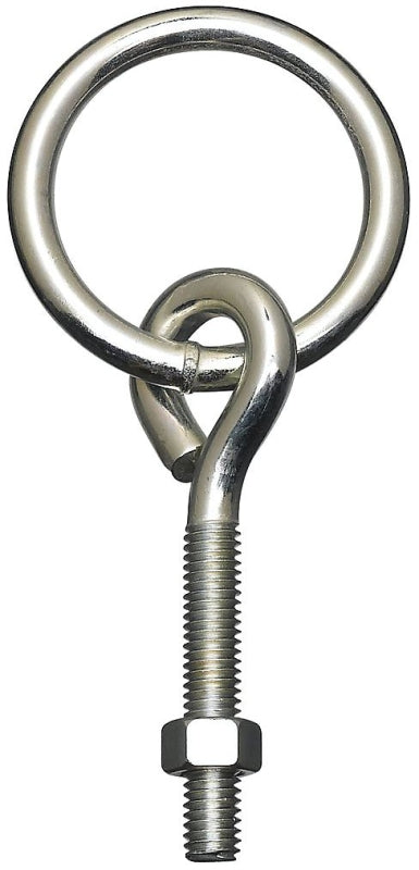 National Hardware 2061BC Series N220-624 Hitch Ring with Eye Bolt, 160 lb Working Load, 2 in ID Dia Ring, Steel, Zinc