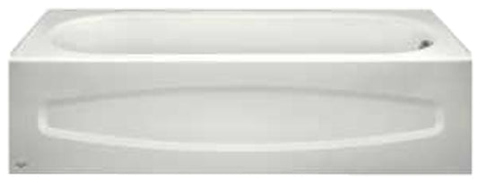 American Standard Colony Series 0182000.020 Bathtub, 60 in L, 30 in W, 16-1/4 in H, Porcelain/Steel, White, Glossy