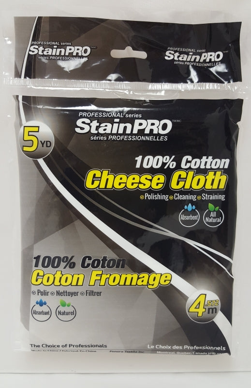 Fonora Textile StainPro Professional 606 Cheese Cloth, 5 yd L, 36 in W, Cotton, 1-Ply