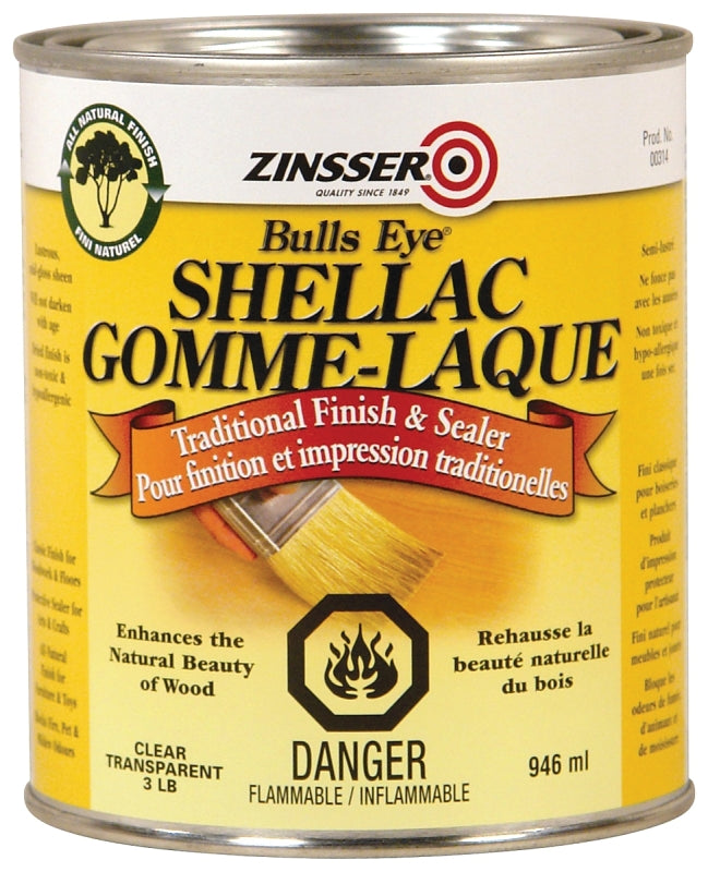 Zinsser Z00314 Shellac, Clear, Liquid, 946 mL, Can