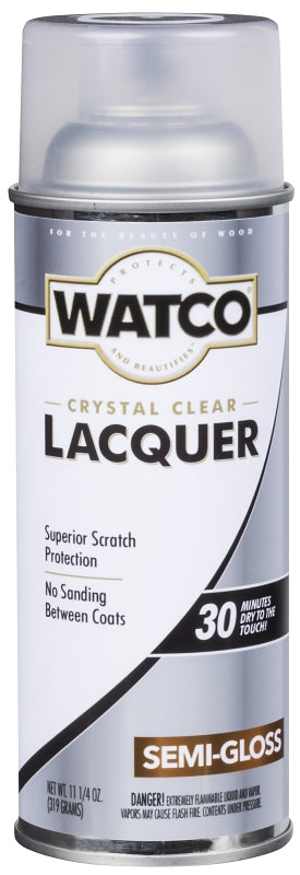 Watco Y63181 Lacquer, Semi-Gloss, Liquid, Clear, 319 g, Aerosol Can