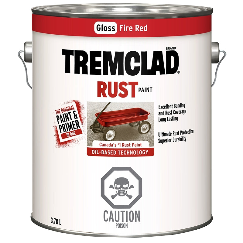 Tremclad 27049X155 Rust Preventative Paint, Oil, Gloss, Fire Red, 3.78 L, Can