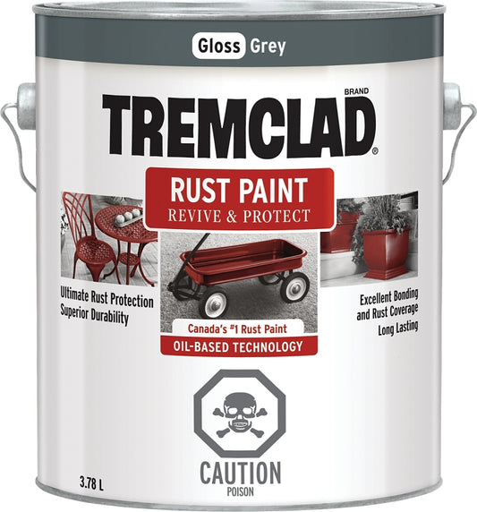 Tremclad 27028X155 Rust Preventative Paint, Oil, Gloss, Gray, 3.78 L, Can