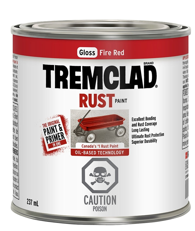 Tremclad 27049X125 Rust Preventative Paint, Oil, Gloss, Fire Red, 237 mL, Can