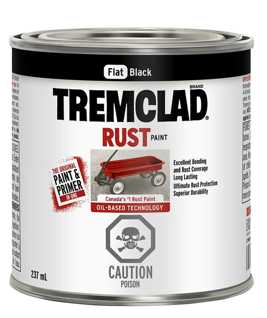 Tremclad 27048X125 Rust Preventative Paint, Oil, Flat, Black, 237 mL, Can