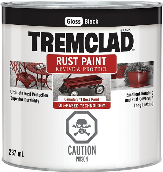 Tremclad 27026X125 Rust Preventative Paint, Oil, Gloss, Black, 237 mL, Can