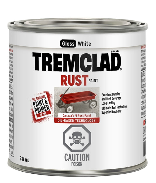 Tremclad 27025X125 Rust Preventative Paint, Oil, Gloss, White, 237 mL, Can