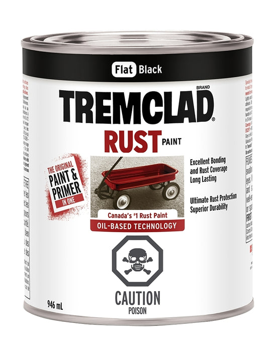 Tremclad 254932 Rust Preventative Paint, Oil, Flat, Black, 946 mL, Can