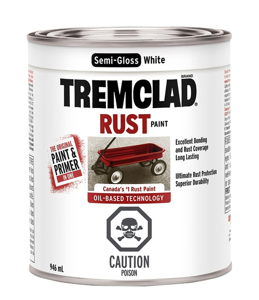 Tremclad 254933 Rust Preventative Paint, Oil, Semi-Gloss, White, 946 mL, Can