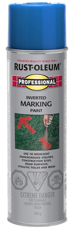 Rust-Oleum 242674 Inverted Marking Spray Paint, Matte, Caution Blue, 426 g, Can