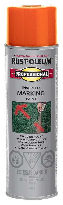 Rust-Oleum N2358838 Inverted Marking Spray Paint, Matte, Orange/Red, 426 g, Can