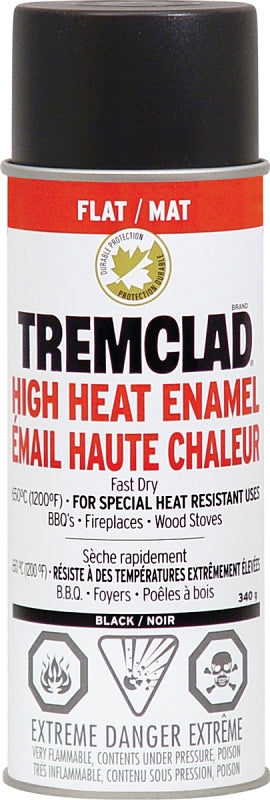 RUST-OLEUM TREMCLAD 29300522 Enamel Paint, Flat, Black, 340 g Aerosol Can