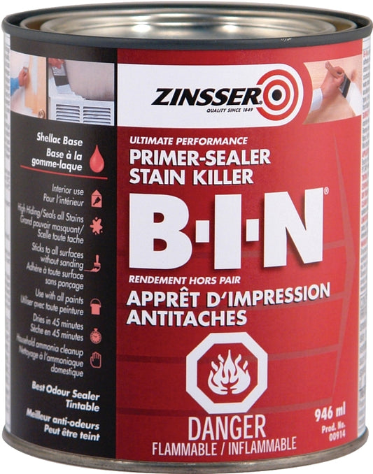 Zinsser Z00914 Primer, Flat, White, 946 mL