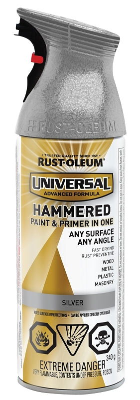 Rust-Oleum 246445 Hammered Spray Paint, Hammered Gloss, Silver, 340 g, Can