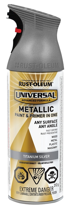 Rust-Oleum 246446 Hammered Spray Paint, Metallic, Titanium Silver, 312 g, Can