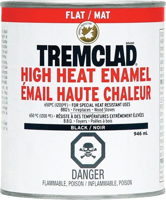 RUST-OLEUM TREMCLAD 254898 Enamel Paint, Flat, Black, 946 mL Can