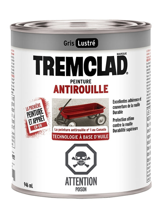 Tremclad 254908 Rust Preventative Paint, Oil, Gray, 946 mL, Can