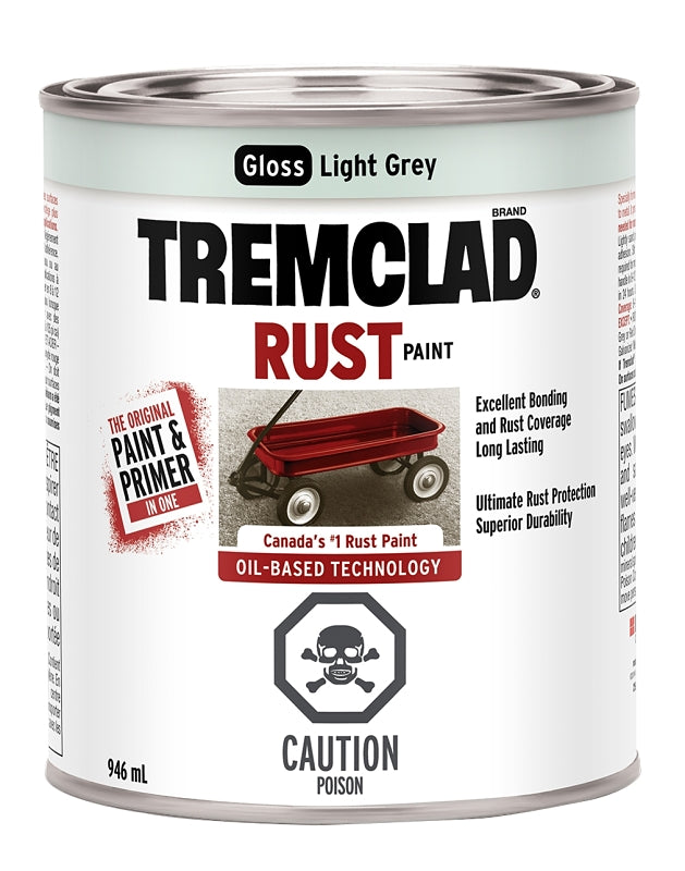 Tremclad 254914 Rust Preventative Paint, Oil, Gloss, Light Gray, 946 mL, Can, 66 to 110 sq-ft Coverage Area