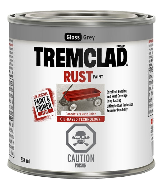 Tremclad 27028X125 Rust Preventative Paint, Oil, Gloss, Gray, 237 mL, Can