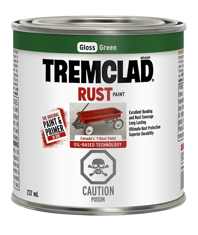 Tremclad 27029X125 Rust Preventative Paint, Oil, Gloss, Green, 237 mL, Can