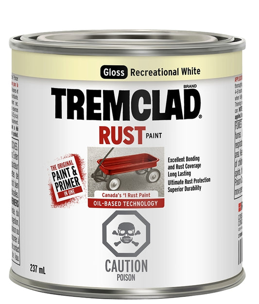 Tremclad 27032X125 Rust Preventative Paint, Oil, Gloss, Recreational White, 237 mL, Can