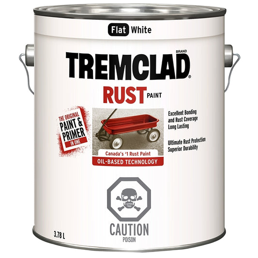 Tremclad 27061X155 Rust Preventative Paint, Oil, Flat, White, 3.78 L, Can, 265 to 440 sq-ft Coverage Area