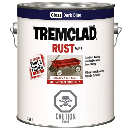 Tremclad 27067X155 Rust Preventative Paint, Oil, Gloss, Dark Blue, 3.78 L, Can