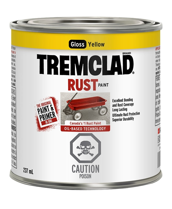 Tremclad 27097X125 Rust Preventative Paint, Oil, Gloss, Yellow, 237 mL, Can