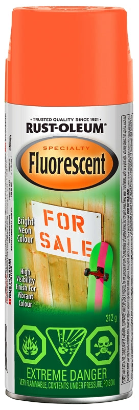 Rust-Oleum N1955830 Fluorescent Spray Paint, Matte, Florescent Red/Orange, 312 g, Can