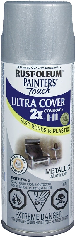 Painter's Touch Ultra Cover 268067 Spray Paint, Gloss, Metallic Aluminum, 312 g, Can