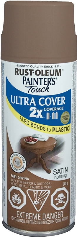 Painter's Touch Ultra Cover 268417 Enamel Spray Paint, Satin, Nutmeg, 340 g