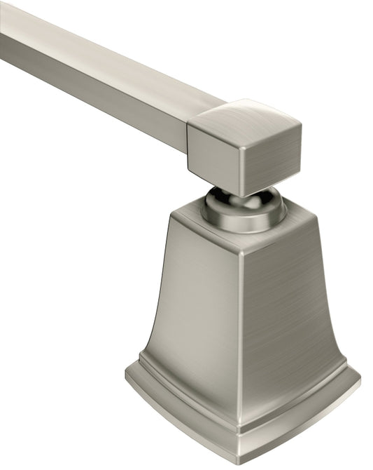 Moen Boardwalk Series Y3224BN Towel Bar, 24 in L Rod, Zinc, Brushed Nickel, Wall Mounting