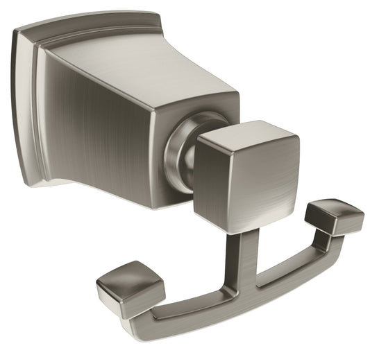 Moen Boardwalk Series Y3203BN Robe Hook, 2-Hook, Zamac, Brushed Nickel, Surface Mounting