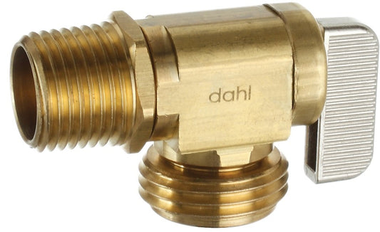 DAHL 621-01-04-BAG Hose and Boiler Drain Valve, 1/2 in Connection, MIP x Male Hose, 250 psi Pressure, Manual Actuator