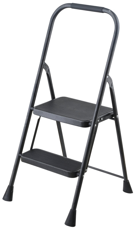 Simple Spaces HB2-2H Folding Type 3 Step Stool, 38-1/2 in H, 2 -Step, 225 lb, 5-1/8 in D Step, Steel, Gray