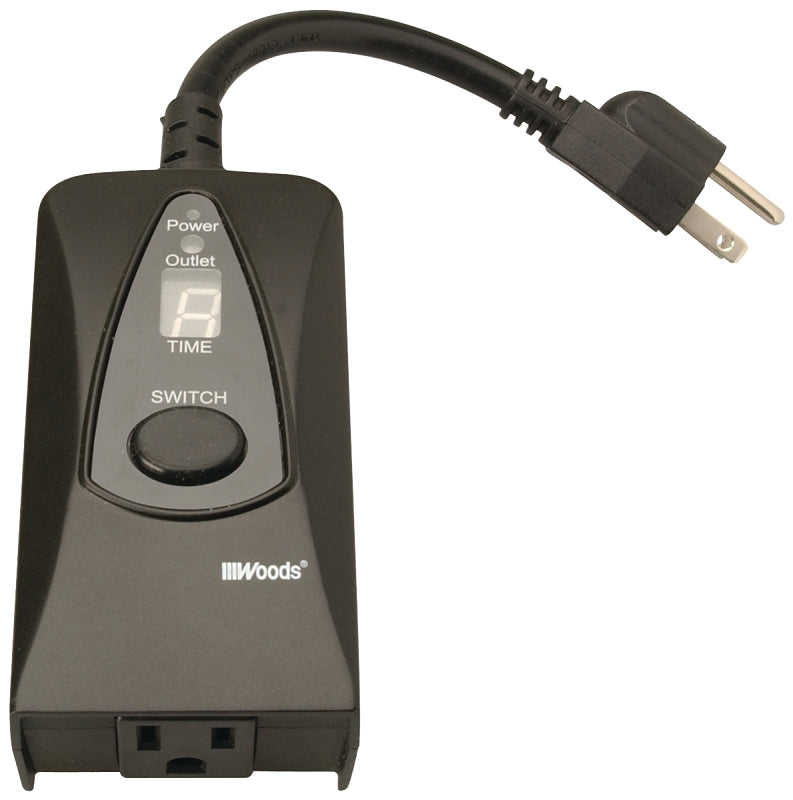 Woods 50013 Digital Timer, 15 A, 125 V, 1875 W, 24 hr Time Setting, Bl ...