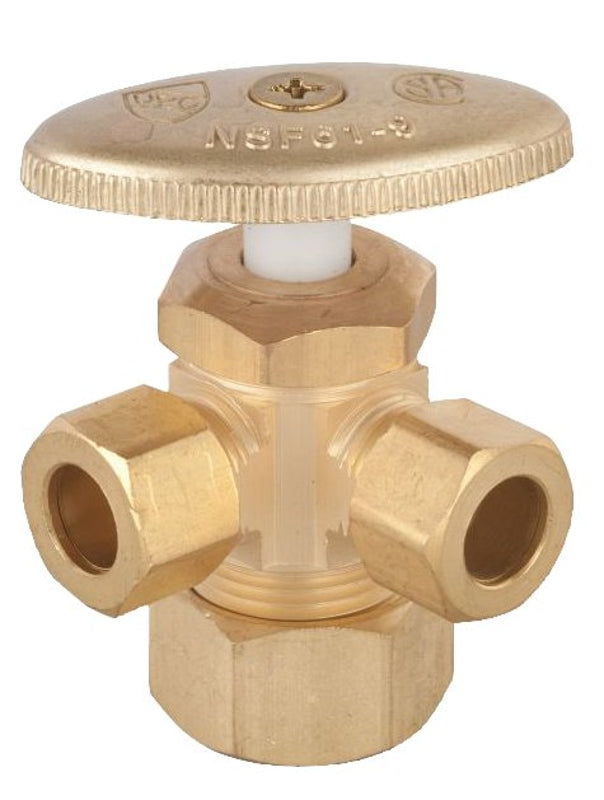 Moen M-Line Series M4726 Shut-Off Valve, 3/8 x 3/8 x 5/8 in Connection, Compression, Brass Body