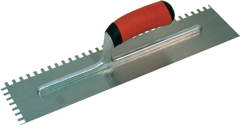 QLT NT670 Notched Trowel, 11 in L, 4-1/2 in W, Square Notch, Soft-Grip Handle