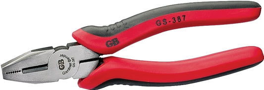 GB GS-387 Lineman's Plier, 7-1/2 in OAL, 1-1/4 in Jaw Opening, Red Handle, Comfort-Grip Handle