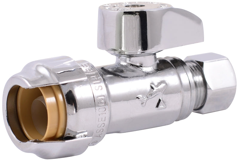 SharkBite 23037-0000LF Stop Valve, 1/2 x 3/8 in Connection, Compression, 200 psi Pressure, Brass Body