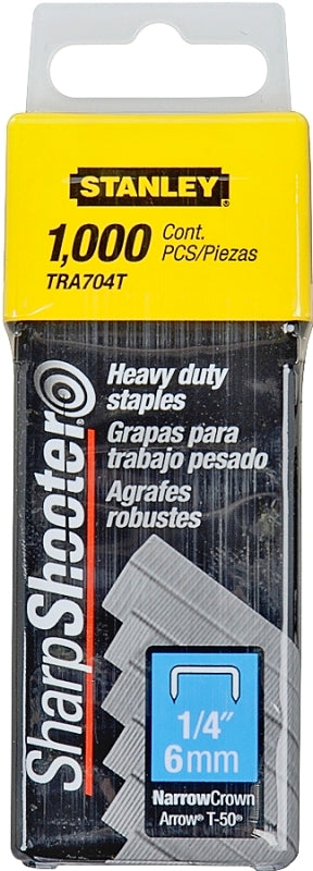 Stanley TRA704T Staple, 27/64 in W Crown, 1/4 in L Leg, Galvanized, 24 ga