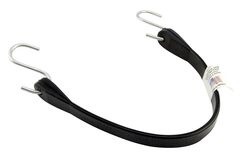 Erickson 06702 Tarp Strap, 18 in L, EPDM Rubber, Black, S-Hook End