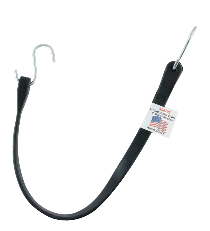 Erickson 06703 Tarp Strap, 24 in L, EPDM Rubber, Black, Hook End