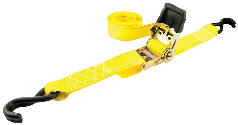 Erickson Professional 34410 Tie-Down Strap, 2 in W, 10 ft L, Polyester, Yellow, 1333 lb Working Load, J-Hook End